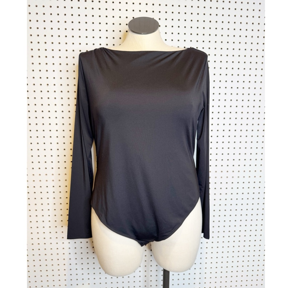 H&M | NWT Black, Long Sleeve,‎ Boat Neck, Bodysuit Sz. XXL